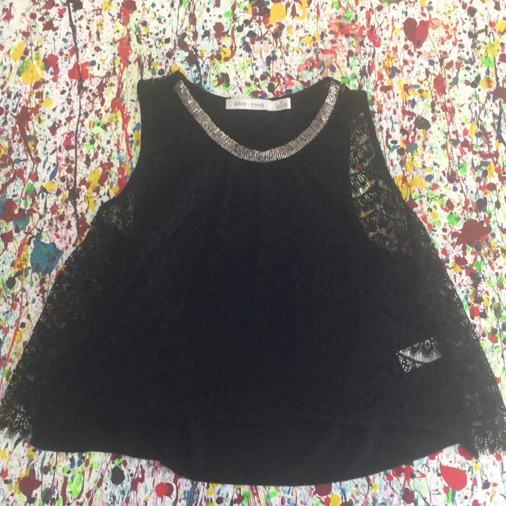 Black flowy crop top